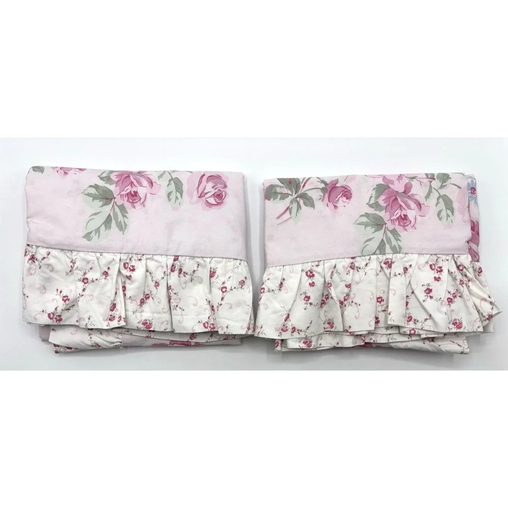 2 Simply Shabby Chic Rachel Ashwell Misty Rose Pillow Shams Standard Ruffle Pair